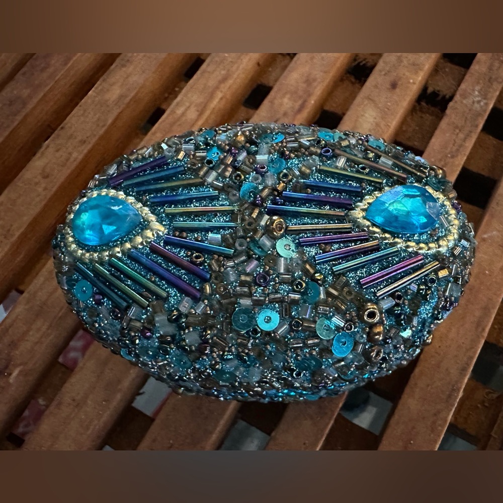 Beaded Peacock Trinket Box